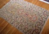 100% Wool Hand-Woven Kayseri Area Rug, Cream, Rose & Gray from the 1950's (Approx. 3'10" x 6'6")