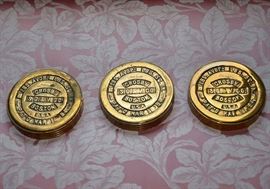 Heavy Brass Weights, Marked Crosby S.G. & V Co. Boston U.S.A. (Late 1800's)