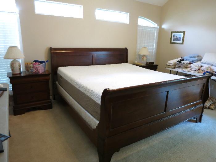 Very Nice Sleigh Bed. The Restonic Sensations Memory Foam Gel Mattress Is Less Than Three Years Old. 
