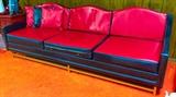 MUST SEE Awesome Retro Vintage Vinyl Couch with Reversible Cushions (Red / Black)