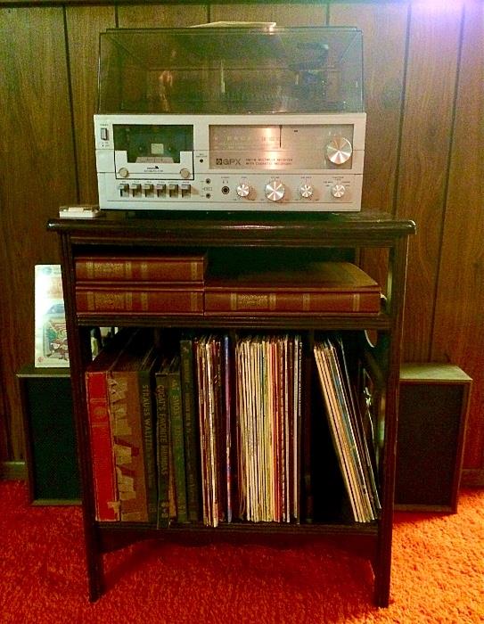 GPX Receiver / Record Player, Vintage Wood Record / Sheet Music Stand
