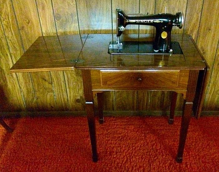 Vintage Singer Sewing Machine with Cabinet
