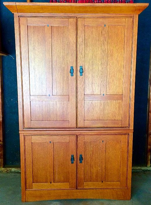 Large Craftsman Style Media Armoire