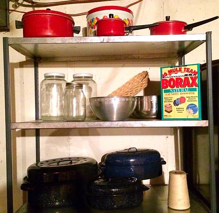 Vintage Enamel, Jars, Roasting Pans / Dutch Ovens, & More