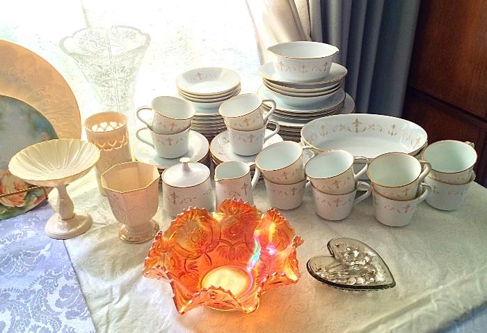 Vintage Noritake Fine China Set, Carnival Glass Bowl, Vintage Lenox & More