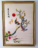 Lovely Silk Needlepoint Framed Art