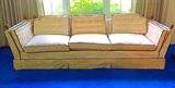 Vintage White & Blue Decorator Couch with Finials
