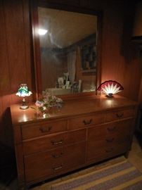 Colonial Low Boy with Mirror. Faxu Tiffany Lamps