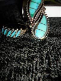 Hand Tooled Rings  by Navajo Tribe. Clients Grandmother had a restaurant in Albuquerque NM in the 60's. Signed By Artists. 