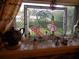 Stained Leaded Glass..Salt Pepper Shakers