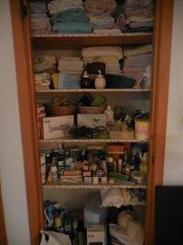 LINEN CLOSET>.there is ALOT to go through..Lots of Vanity Items, Towels..Sheets..GOOD STUFF TO BE FOUND!!