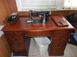 Necchi Vintage Sewing Machine/Mahogany Cabinet