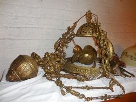 Vintage Brass HEAVY Prisms, Electrified Light Fixture