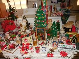 Vintage Ceramic TALL Lighted Christmas Tree.. Small one nearby