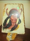 Native American painting on slate