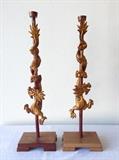 Antique Foo Dog Candle Sticks