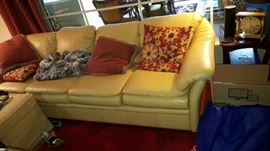 Butter yellow couch leather 