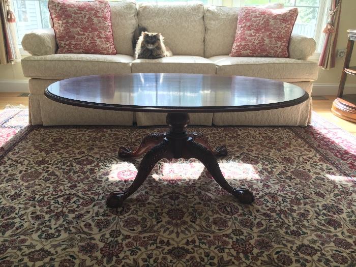 Ethan Allen coffee table, and coach. Rug is not for sale.