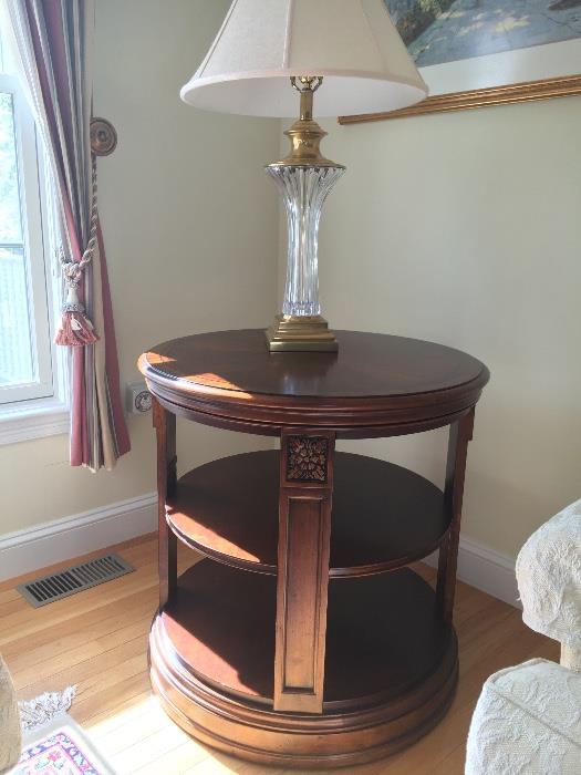 Ethan Allen side tables with matching carvings