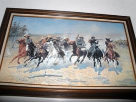 Frederick Remington print, "A run for the Timber", large format.