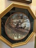 P Buckley Moss signed plate & frame Amish buggy