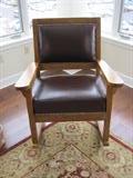 Leather and wood rocking chair