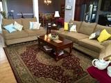 Very nice couch and loveseat from Slumberland. Coffee table and matching end tables also purchased from Slumberland