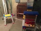 Little Tikes work bench, art table and crib