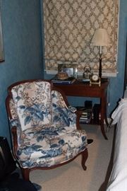 Upholstered Chair & Side Table