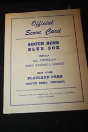 VINTAGE SCORE CARD FOR OUTH BEND BLUE SOX ALL AMERICAN GIRLS BASEBALL LEAGUE