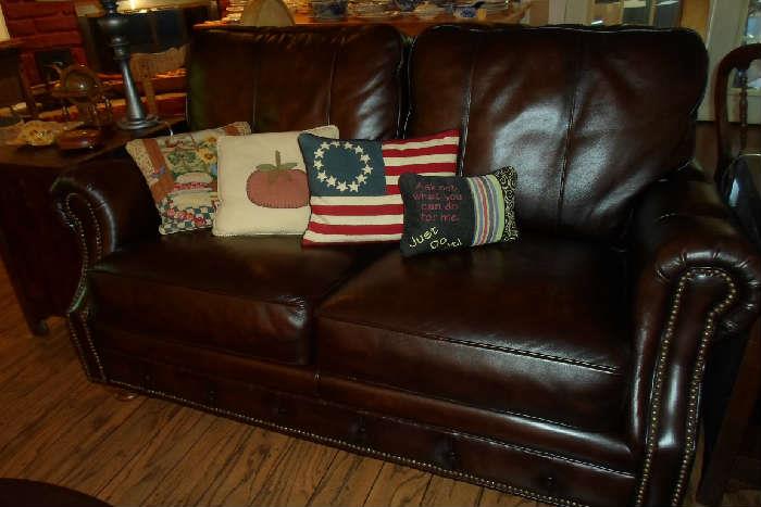 leather sofa & matching sofa