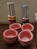 Fiesta pottery and aluminum cups