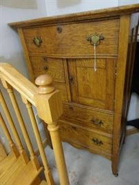 Great Old Oak Dresser with Top Hat Cabinet - 38"W X 18"D X 50"H