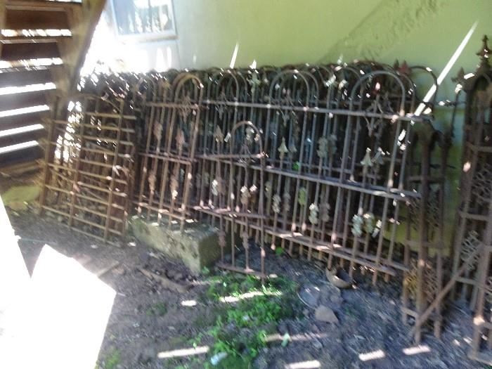 Victorian Cast Iron Fencing - 16 Pieces - measuring 94"W X 45"H