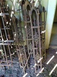 Victorian Cast Iron Fencing - 6 End Posts 45"H