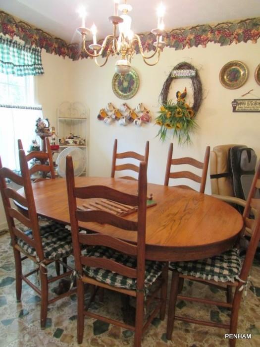 Claw foot Oak table and six ladder back chairs---SOLD