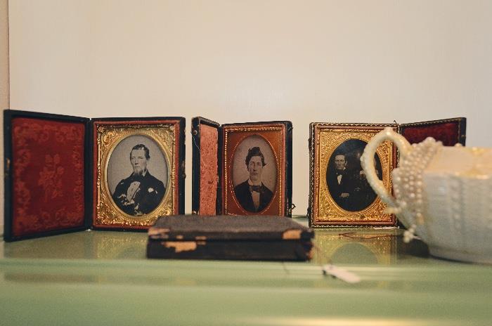 Antique tin types in frames