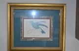 Gold Framed Drawing of Hummingbird