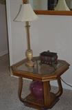 lovely Octagon Glass Topped End Table