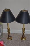 Pair of Shaded Brass Table Lamps