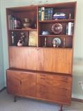 Mid Century Modern Scandinavian teak wood drop-front desk/bookcase/cabinet purchased in Copenhagen, made by Sibast