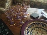 Purple crystal gilt and enameled stemware