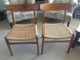 Pair if chairs, C23, by Hans Wegner designer, Mid Century for Carl Hanson & Son, Denmark
