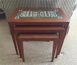 Nesting tables by Severin Hanson for Haskev Furniture Co., Denmark, with Tenera tiles, 1950s