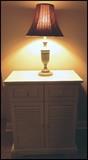 bedside table and lamp