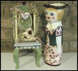  Hearts Joined Together hand crafted miniature chair and cute woman ceramic vase