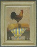 Framed rooster print with Provence designed scarf by J Wiens 15" x 17"