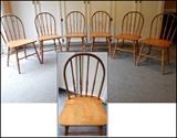 Six antique bowback chairs