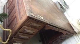 Large Golden Oak Partners desk from Middleton House Furniture store downtown..