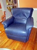 ONE OF PAIR OF LEATHER LOUNGE CHAIRS